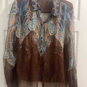 T Tahari 2Pc Paisley Patterned Long Sleeve Shirt and Camie